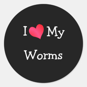 Ik hou van mijn wormen ronde sticker
