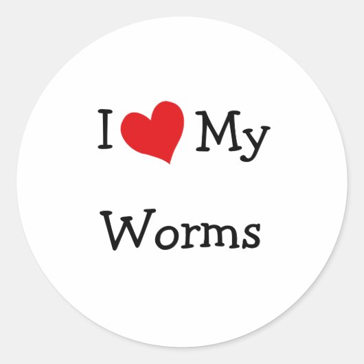 Ik hou van mijn wormen ronde sticker (Voorkant)