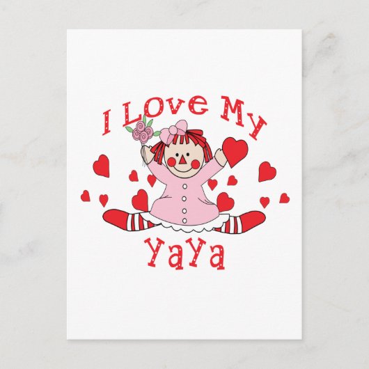 Ik hou van mijn YaYa Rag Doll & Hearts Briefkaart (Voorkant)