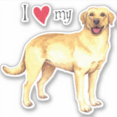 Ik hou van mijn Yellow Lab Vinyl Sticker (Voorkant)