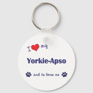 Ik hou van mijn Yorkie-Apso (Mannelijke hond) Sleutelhanger