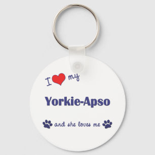 Ik hou van mijn Yorkie-Apso (Vrouw Dog) Sleutelhanger
