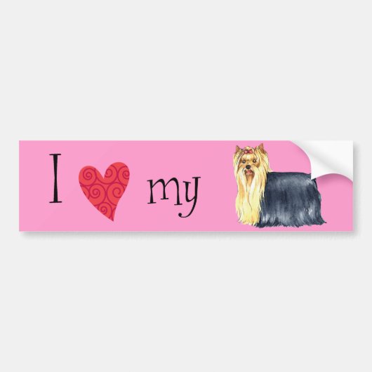Ik hou van mijn Yorkie Bumpersticker (Voorkant)
