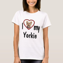 Ik hou van mijn Yorkie - Cute Rode Hart Hond Foto T-shirt