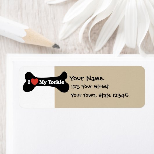 Ik hou van mijn Yorkie - Dog Bone Etiket (Insitu)