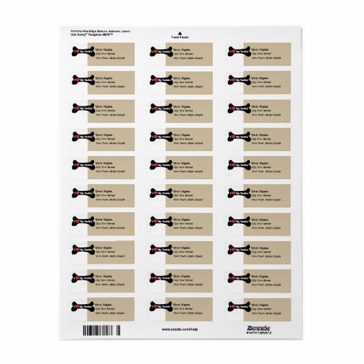 Ik hou van mijn Yorkie - Dog Bone Etiket (Full Sheet)