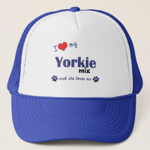 Ik hou van mijn Yorkie Mix (Vrouw Dog) Trucker Pet
