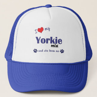 Ik hou van mijn Yorkie Mix (Vrouw Dog) Trucker Pet