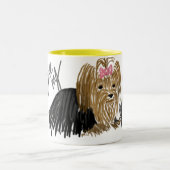 Ik hou van mijn Yorkie-mok Tweekleurige Koffiemok (Center)