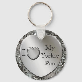 Ik hou van mijn Yorkie Poo Heart Keychain