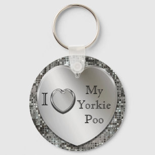 Ik hou van mijn Yorkie Poo Heart Keychain