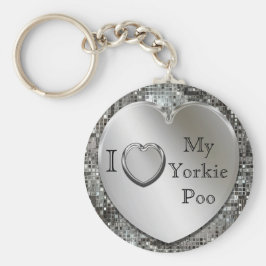 Ik hou van mijn Yorkie Poo Heart Keychain