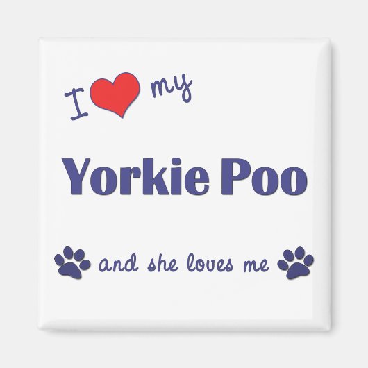 Ik hou van mijn Yorkie Poo (Vrouw Dog) Magneet (Voorkant)