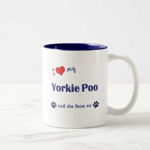 Ik hou van mijn Yorkie Poo (Vrouw Dog) Tweekleurige Koffiemok