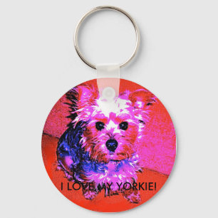 IK HOU VAN MIJN YORKIE! Sleutelhanger PINK & BLUE-