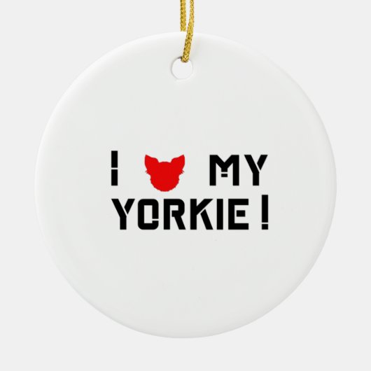 Ik hou van mijn Yorkie Typography Design Keramisch Ornament (Voorkant)