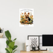 Ik hou van mijn Yorkshire Terrier bloemenportret Poster (Thuiskantoor)