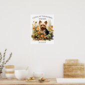 Ik hou van mijn Yorkshire Terrier bloemenportret Poster (Keuken)