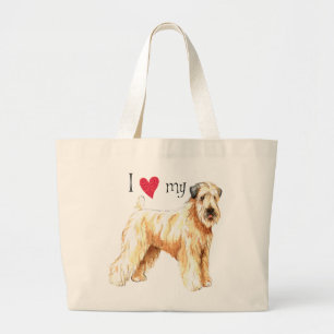 Ik hou van mijn zachte beklede Wheaten Terrier Grote Tote Bag