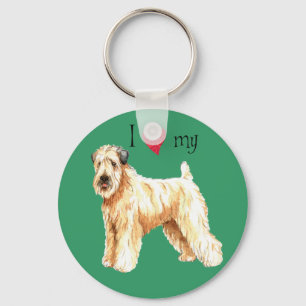 Ik hou van mijn zachte beklede Wheaten Terrier Sleutelhanger