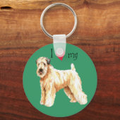 Ik hou van mijn zachte beklede Wheaten Terrier Sleutelhanger (Voorkant)