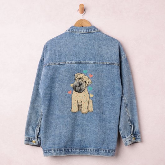 Ik hou van mijn zachte gecoate tarweterriër honden denim jacket (Hangar)