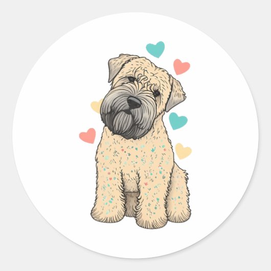 Ik hou van mijn zachte gecoate tarweterriër honden ronde sticker (Voorkant)