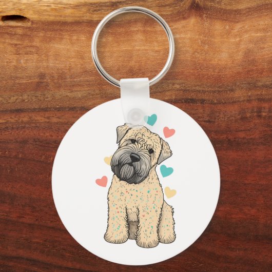Ik hou van mijn zachte gecoate tarweterriër honden sleutelhanger (Voorkant)