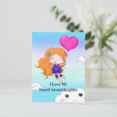 Ik hou van mijn zoete kleindochter...kussen en kus feestdagenkaart (Staand voorkant)