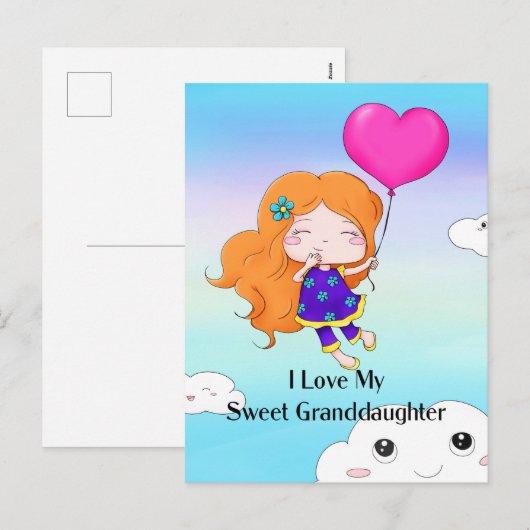 Ik hou van mijn zoete kleindochter...kussen en kus feestdagenkaart (Voorkant / Achterkant)