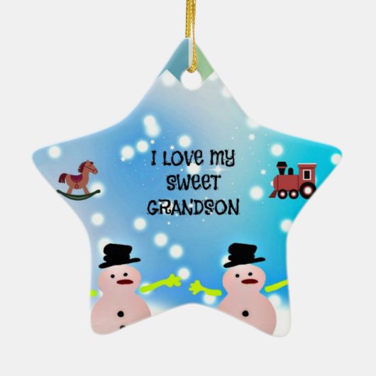 Ik hou van mijn zoete kleinzoon keramisch ornament (Achterkant)