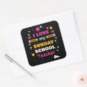 Ik hou van mijn zondagsschoolleraar - Christelijk  Vierkante Sticker (Envelop)