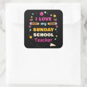 Ik hou van mijn zondagsschoolleraar - Christelijk  Vierkante Sticker (Tas)