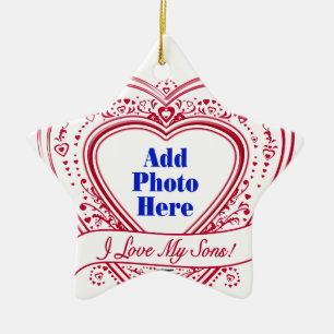 Ik hou van mijn zons! Foto Red Hearts Keramisch Ornament