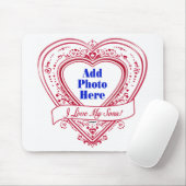 Ik hou van mijn zons! Foto Red Hearts Muismat (Met muis)