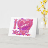 Ik hou van mijn zons roze/paars - hart kaart (Gele Bloem)