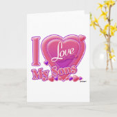 Ik hou van mijn zons roze/paars - hart kaart (Gele Bloem)