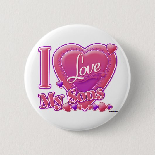 Ik hou van mijn zons roze/paars - hart ronde button 5,7 cm (Voorkant)