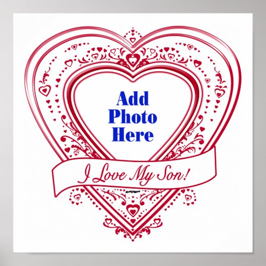Ik hou van mijn zoon! Foto Red Hearts Poster (Voorkant)