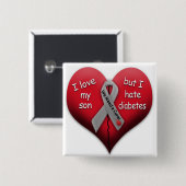 Ik hou van mijn zoon, maar ik haat diabetes vierkante button 5,1 cm (Voorkant /achterkant)