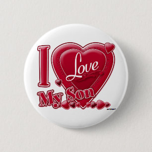 Ik hou van mijn zoon rood - hart ronde button 5,7 cm