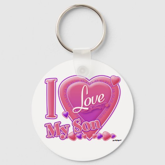 Ik hou van mijn zoon roze/paars - hart sleutelhanger (Voorkant)