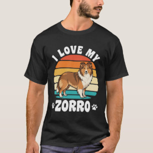 Ik hou van mijn Zorro Sheltie-hond Retro T-shirt