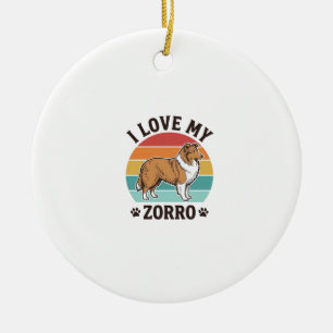 Ik hou van mijn Zorro vintage hondenliefhebber ont Keramisch Ornament