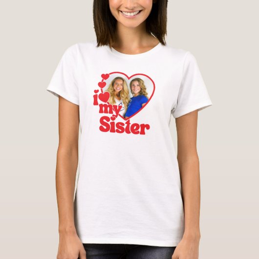 Ik hou van mijn zus Hart foto T-shirt (Voorkant)