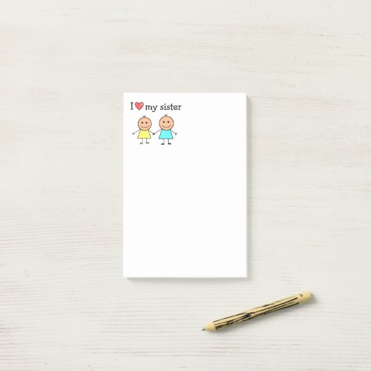 Ik hou van mijn zus post-it® notes (Op bureau)