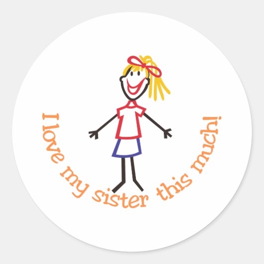 Ik hou van mijn zus ronde sticker (Voorkant)