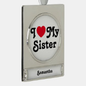 Ik hou van mijn zus verzilverd banner ornament (Rechts)