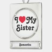 Ik hou van mijn zus verzilverd banner ornament (Links)