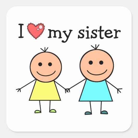 Ik hou van mijn zus   vierkante sticker (Voorkant)